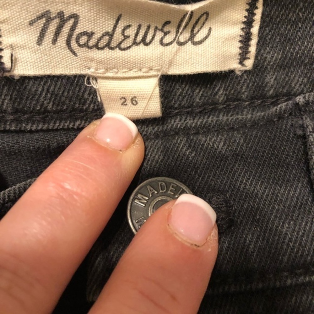 Madewell faded black high rise denim boy shorts 5 button through edition size 26 - Picture 7 of 8